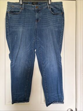 Talbots ankle Straight-Leg boyfriend Jeans Medium  wash light distressing sz 18w
